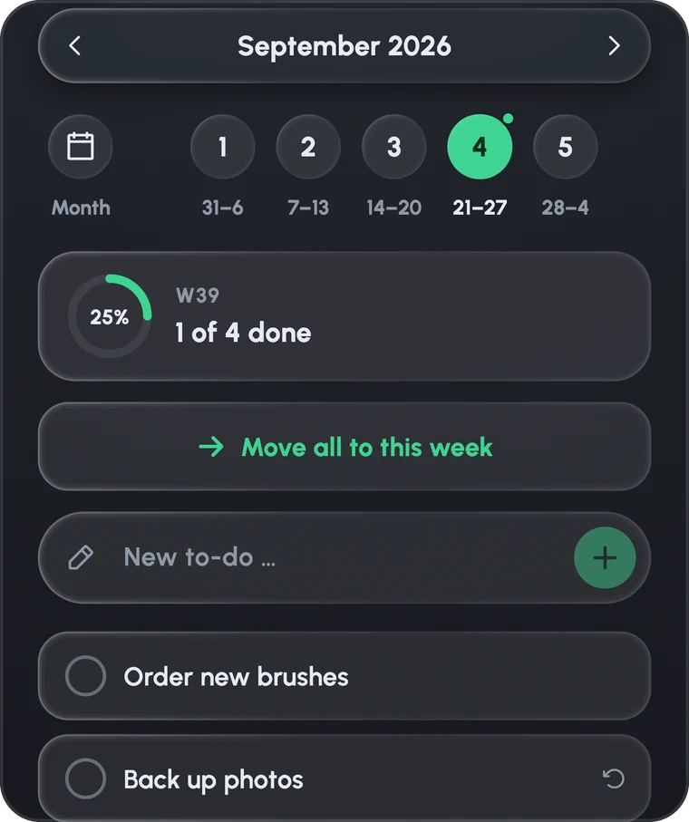Zero Timer weekly to-dos with progress Zero Timer weekly to-dos with progress